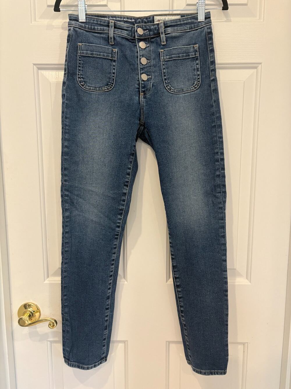 AG Adriano Goldschmied Stevie Ankle Jeans Womens Button Fly Patch Pockets 27